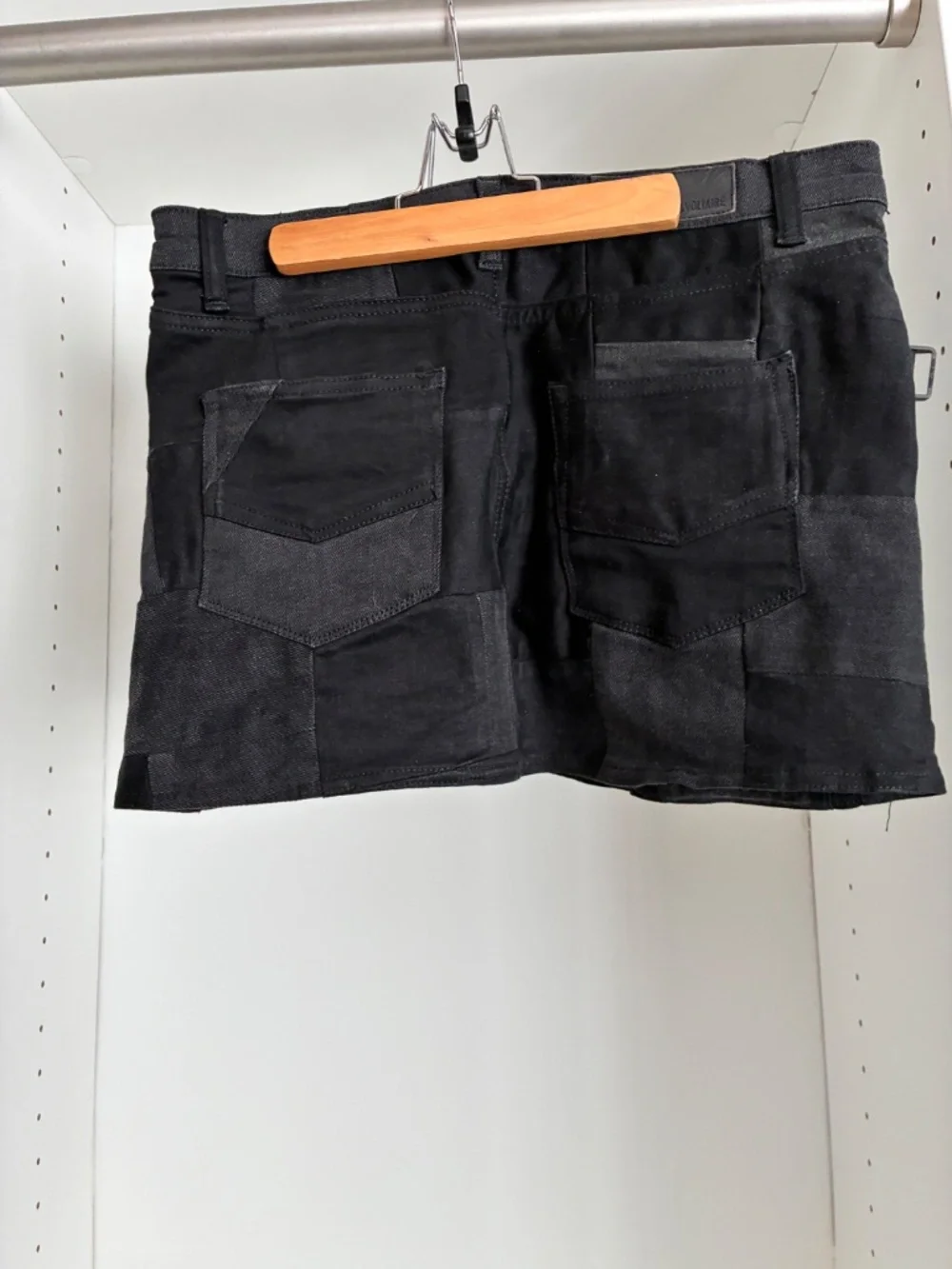 Zadig & Voltaire Black Patchwork Denim Mini Skirt | Size 38 | Mixed Fabrics